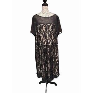 Julian Taylor Black Lace Cream Dress Womens Plus 18W Event Formal Whimsigoth